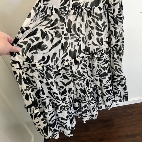 Alexis For Target Women's Black White Botanical Tiered Ruffle Maxi Dress. Size M - Picture 7 of 15